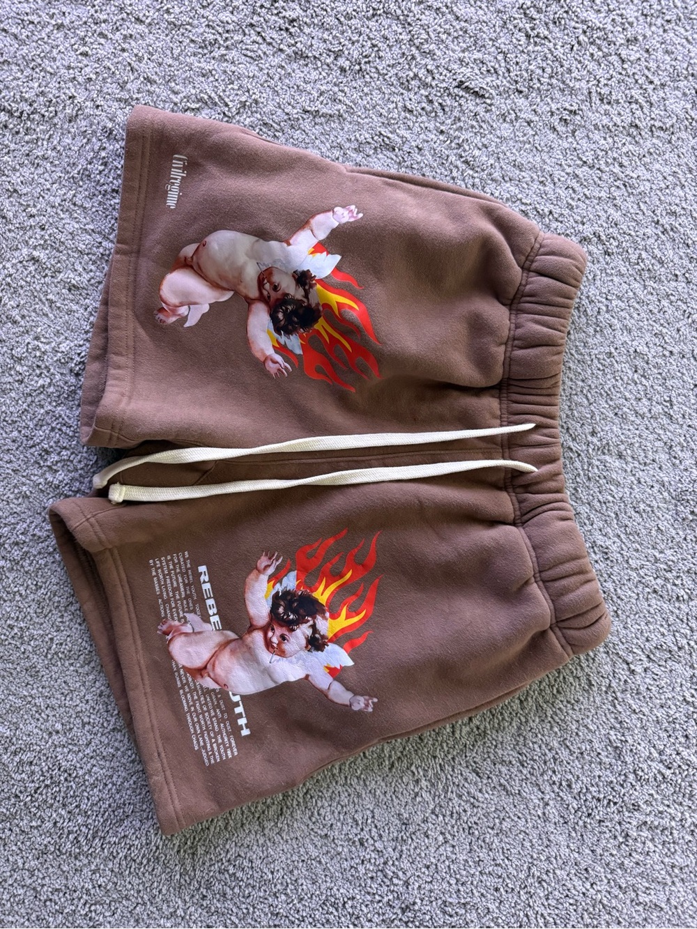 Civil Regime Brown Men's Shorts with Flame Angel